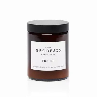 Bougie parfumée Figuier Geodesis en verre ambré – décoration Vianomade