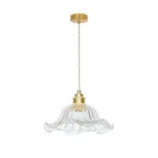 Suspension fleurie en verre transparent et laiton, décoration élégante Vianomade