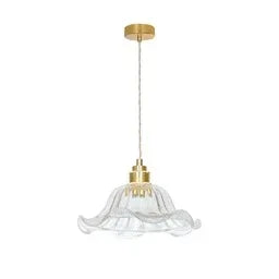 Suspension fleurie en verre transparent et laiton, décoration élégante Vianomade